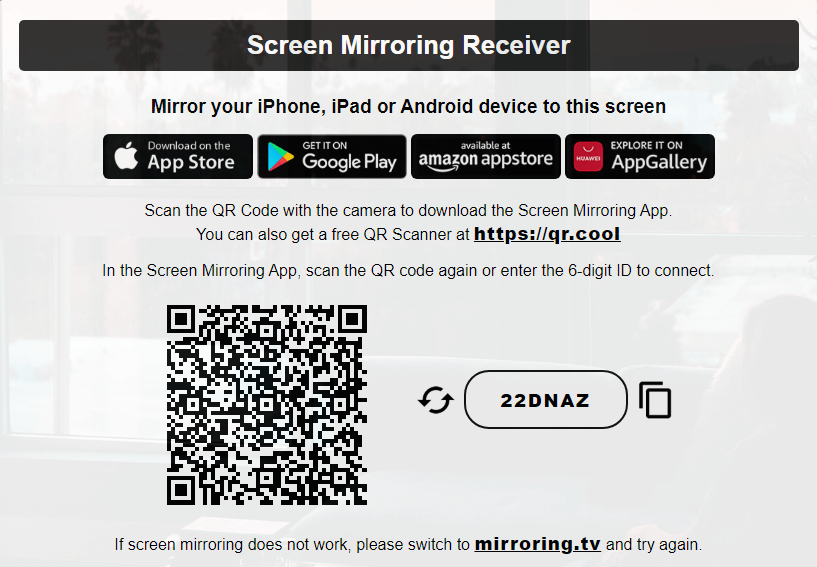 Visit the Screen Mirroring Receiver webpage