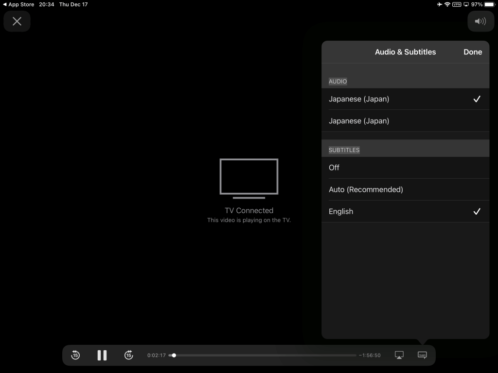 Enable subtitles on the media player