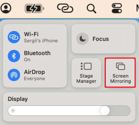 Tap Screen Mirroring on Mac