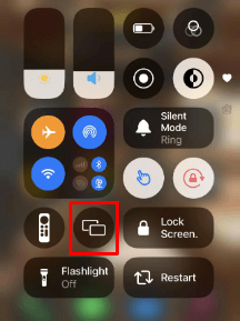 Click Screen Mirroring on iPhone Control Center