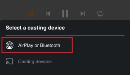 Click AirPlay or Bluetooth