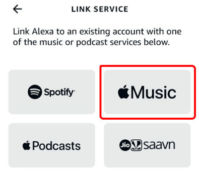 Select Apple Music in the Link Service section